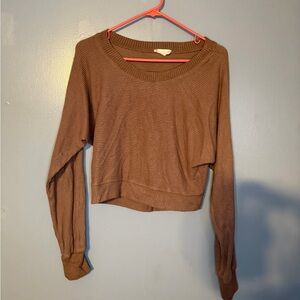 Altar'd State Brown Ribbed Blouse